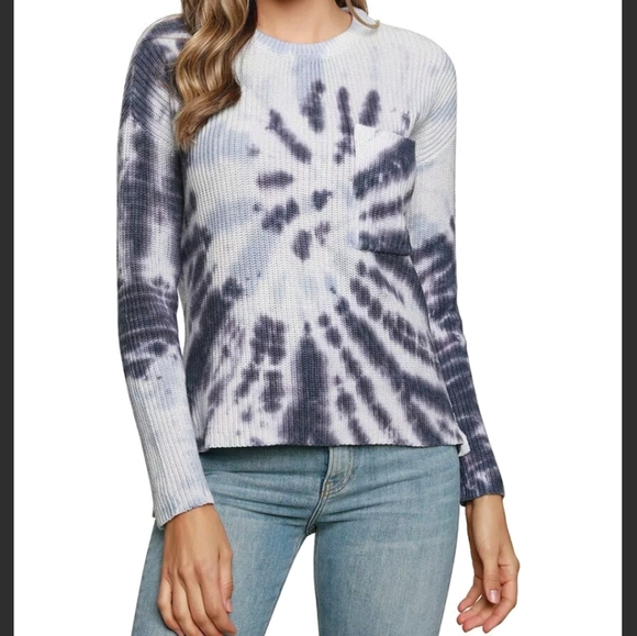 Belldini Blue Tie Dye Sweater Pullover Long Sleeve Knit Nordstrom New Women’s - Picture 1 of 9